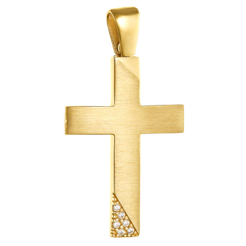 Χρυσός Σταυρός Κ9 με Ζιργκόν